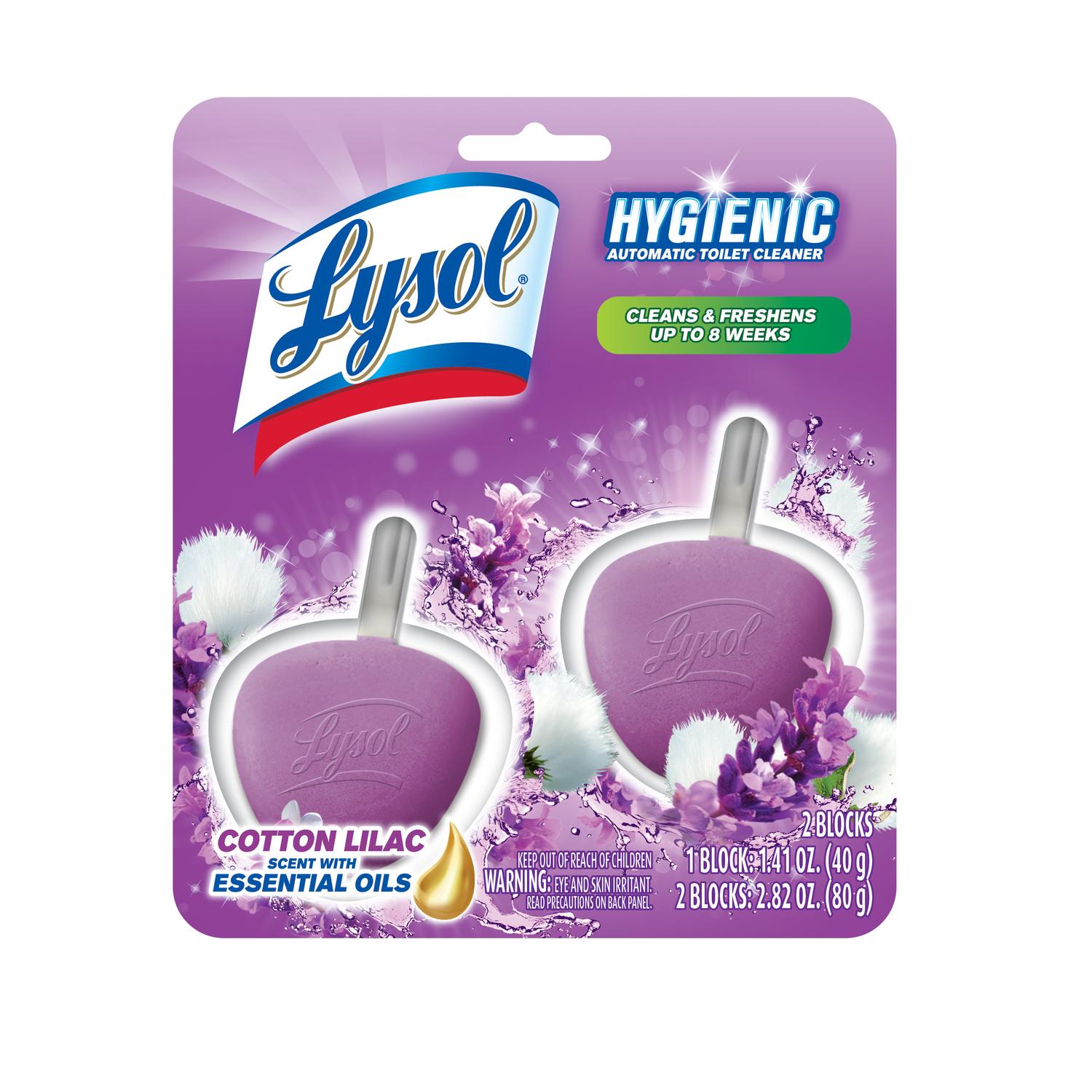Lysol Hygienic Cotton Lilac Scent Automatic Toilet Bowl Cleaner 2.82 oz Tablet