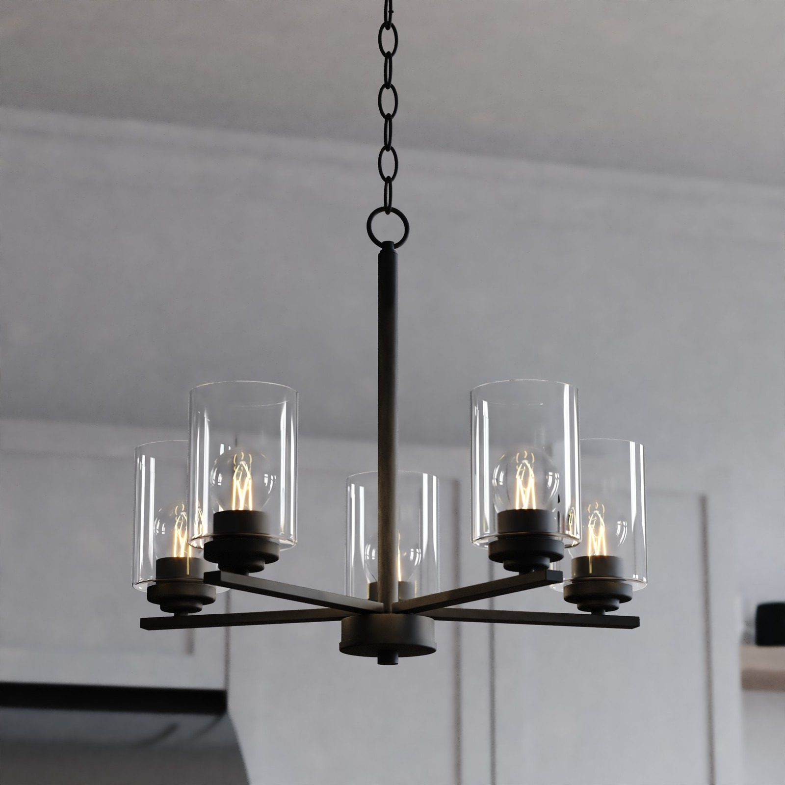 Vaxcel Lighting H0313 Park Ridge 5 Light 21 in.W Chandelier - Black
