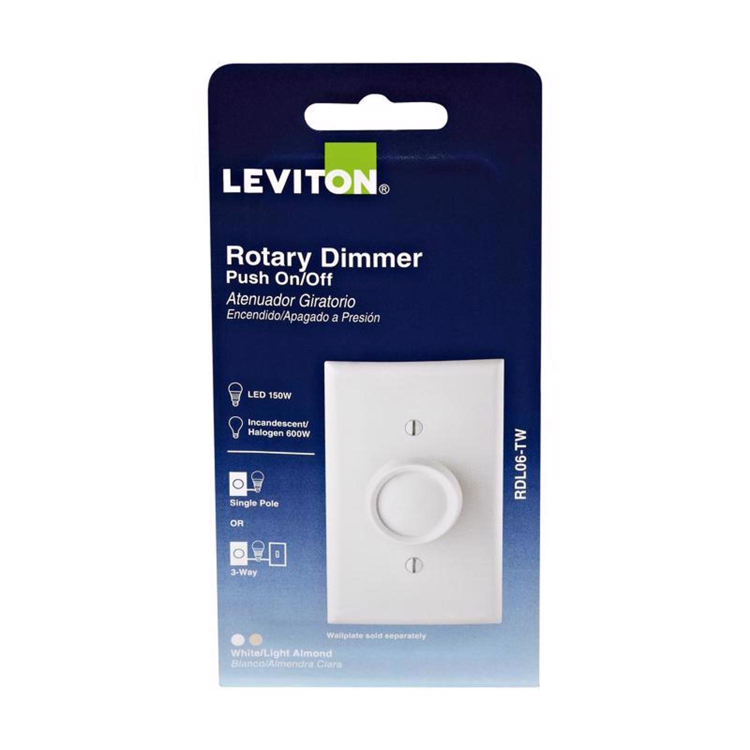 Leviton Trimatron Light Almond & White 600 W Rotary Dimmer Knob 1 pk