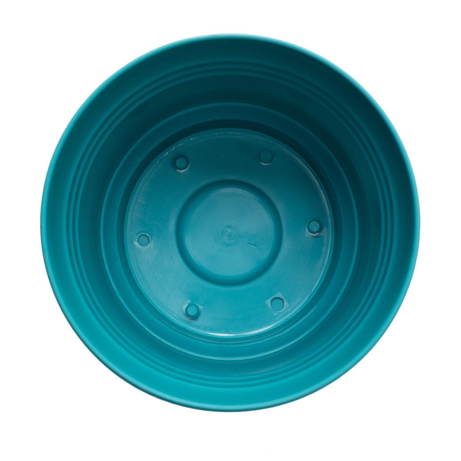 Bloem Saturn 10.75 in. H X 12.25 in. W Plastic Traditional Planter Bermuda Teal