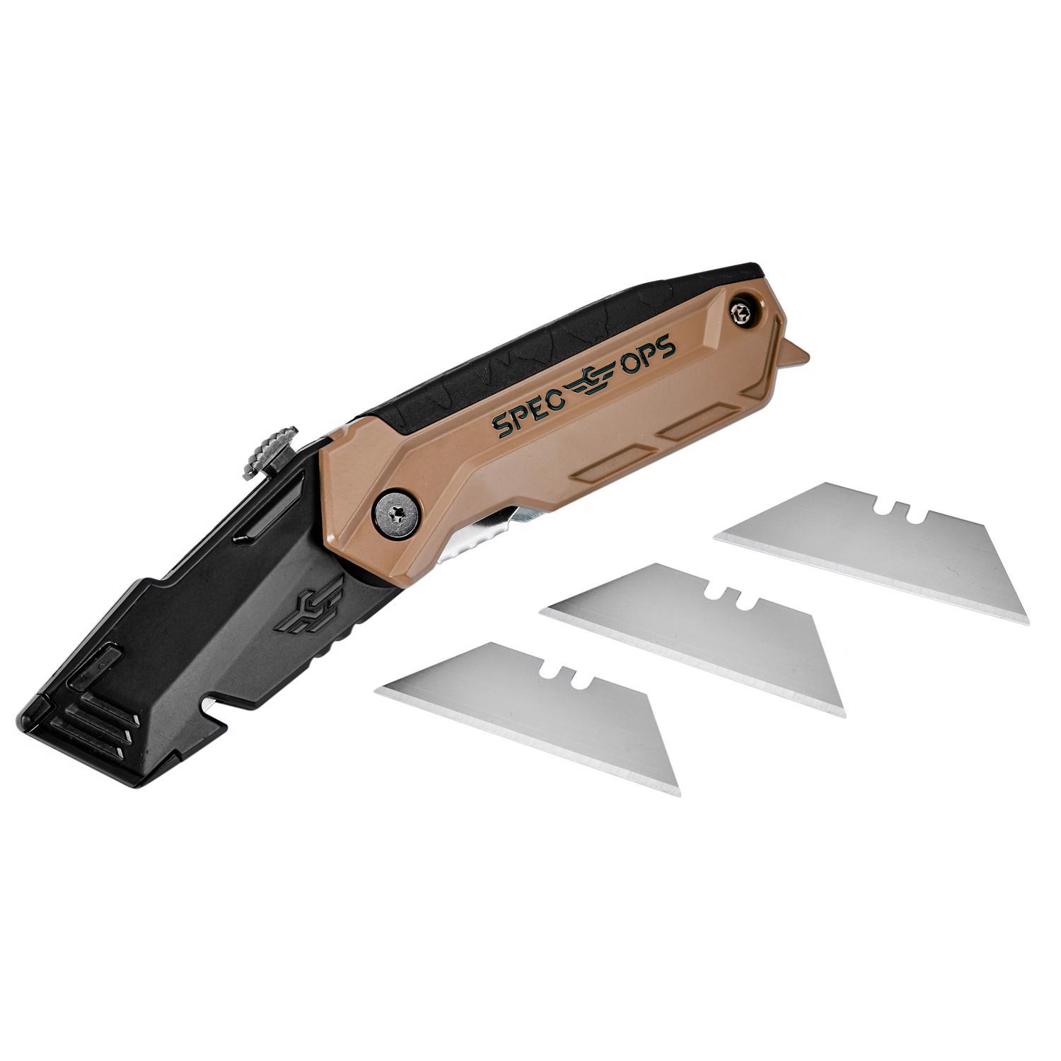 Spec Ops 6.25 in. Folding Utility Knife Black/Tan 1 pc