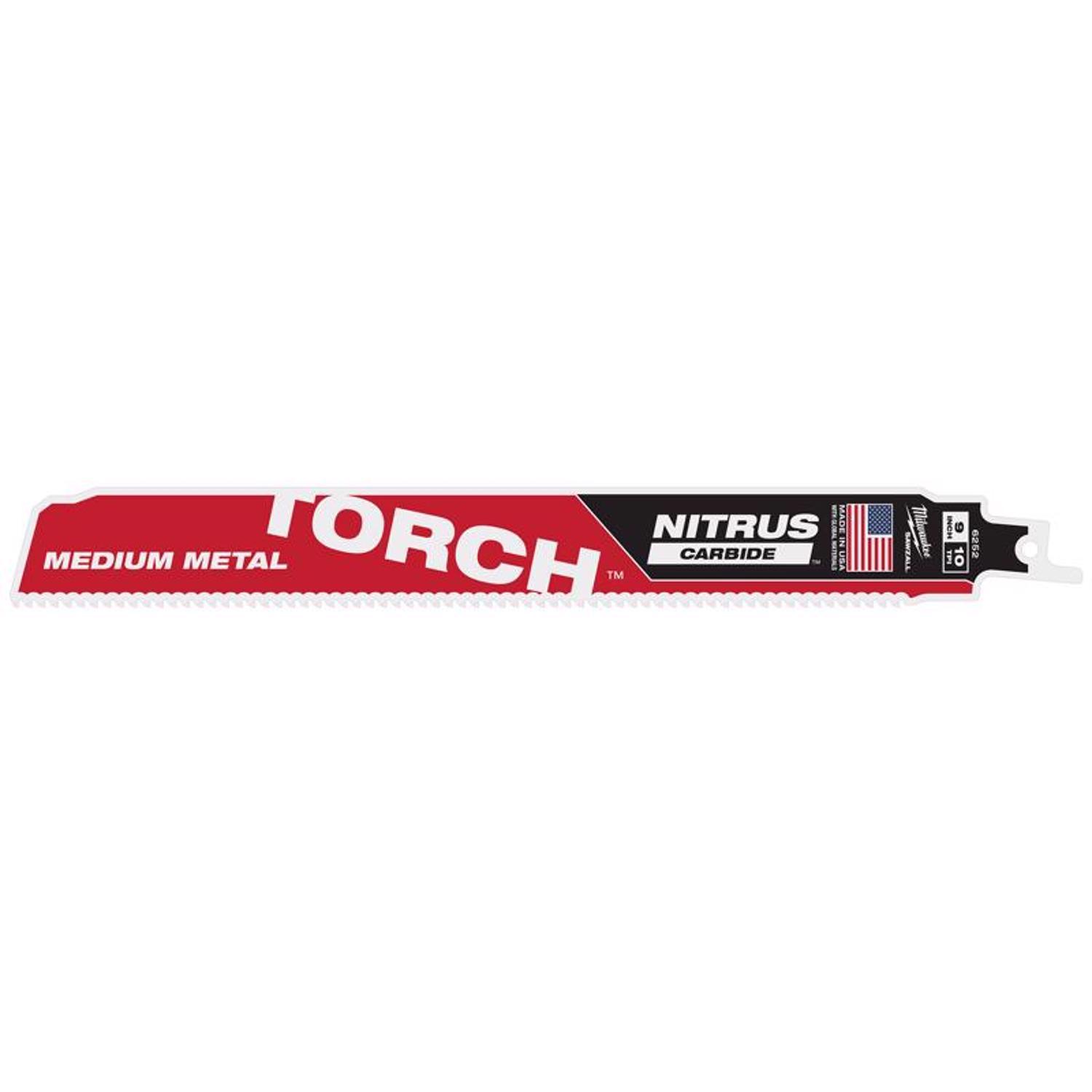 Milwaukee Torch 9 in. Nitrus Carbide Reciprocating Saw Blade 10 TPI 1 Pack