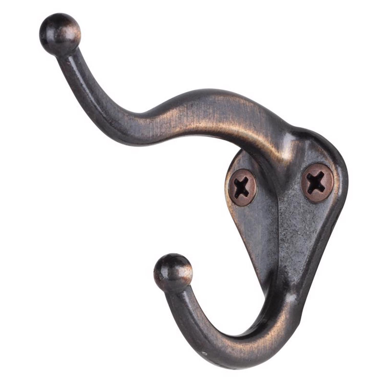 Ace 3 in. L Zinc-Plated Silver/White Metal Medium Coat and Hat Hook 2 pk