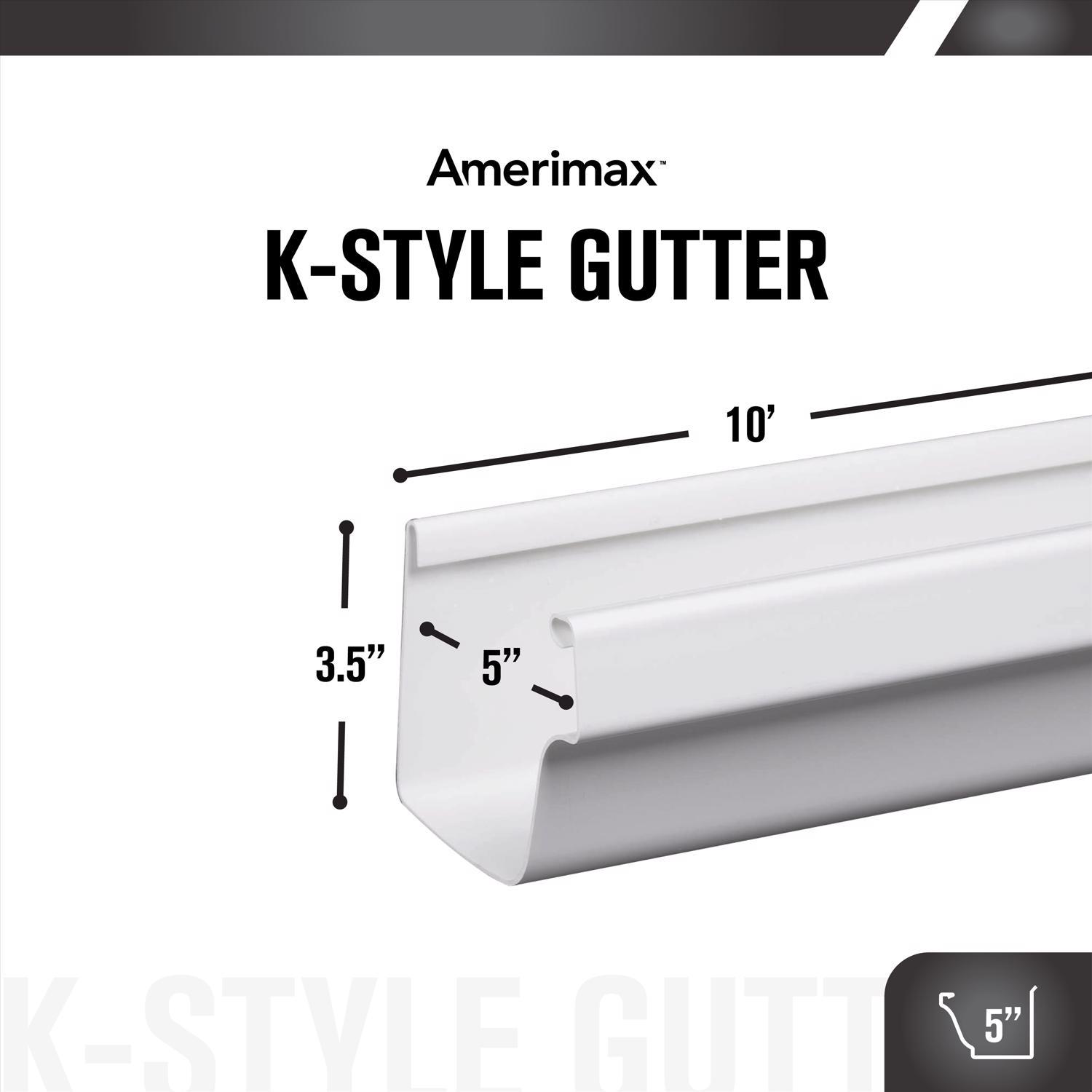 Amerimax 4.5 in. H X 5 in. W X 120 in. L White Vinyl K Gutter