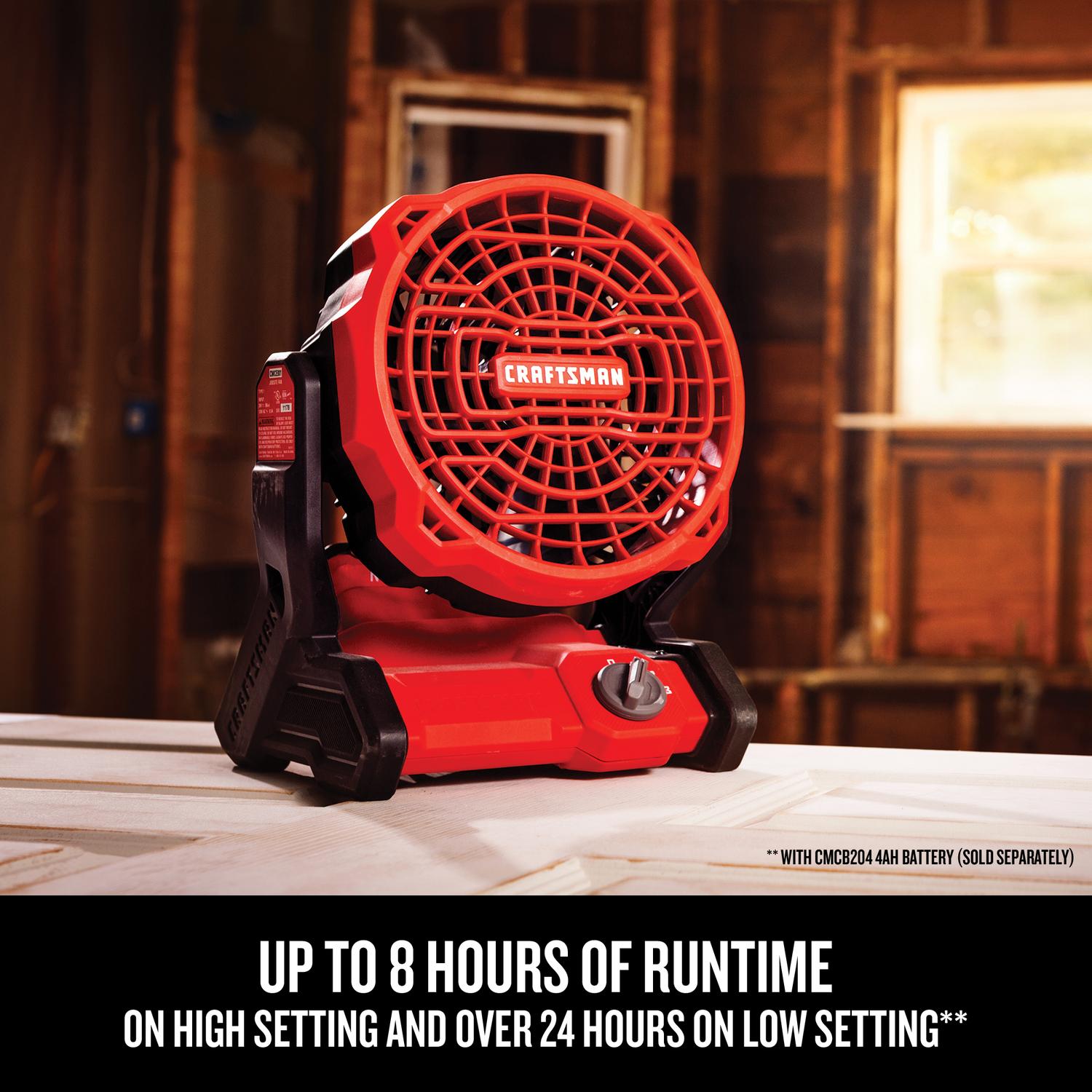 Craftsman V20 14 in. H 3 speed Cordless Jobsite Fan
