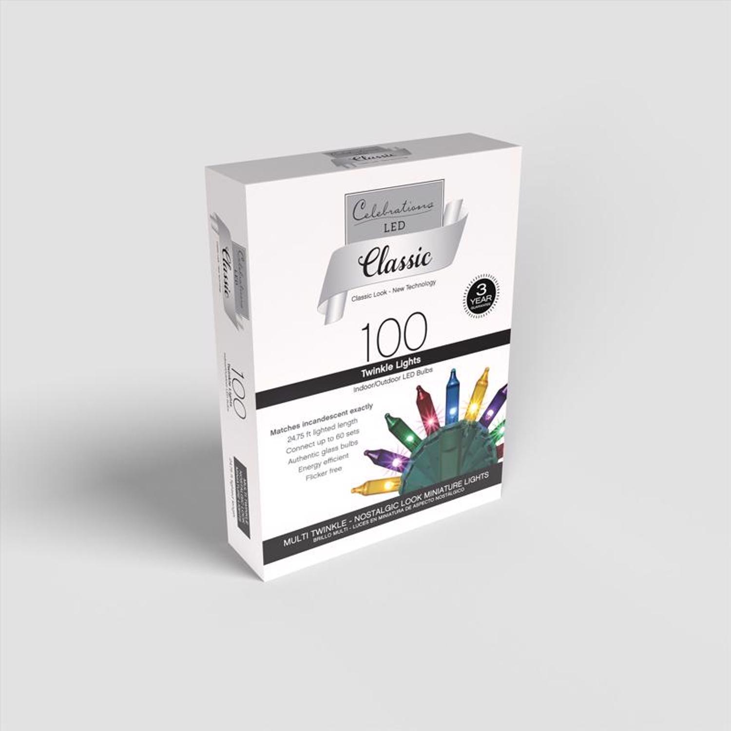 Celebrations Classic LED T5 Multicolored 100 ct String Christmas Lights 24.75 ft.