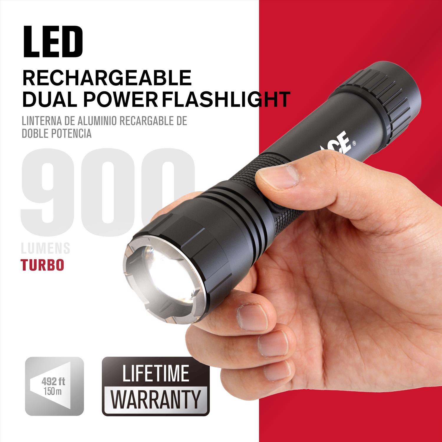 Ace Black LED Flashlight 18650 Battery
