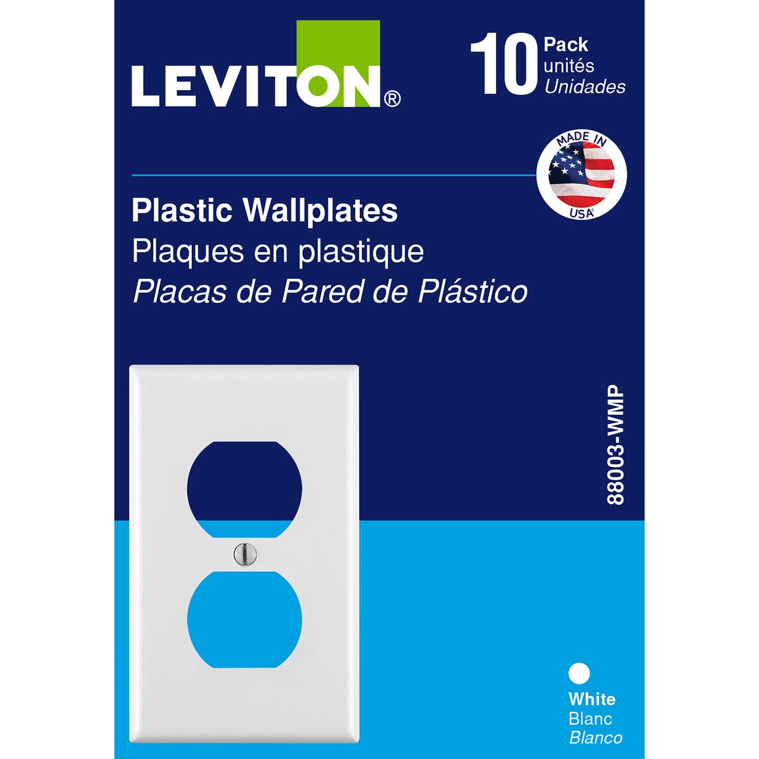 Leviton White 1 gang Thermoset Plastic Duplex Wall Plate 10 pc