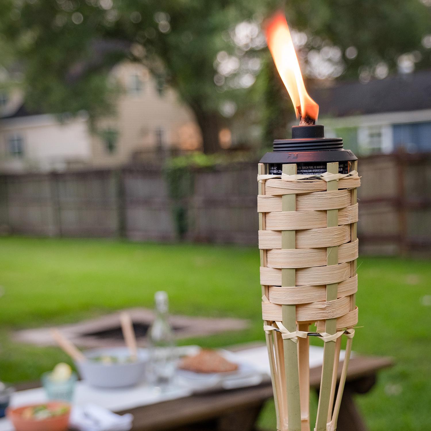 TIKI Easy Pour Brown Bamboo 57 in. Classic Weave Outdoor Torch 1