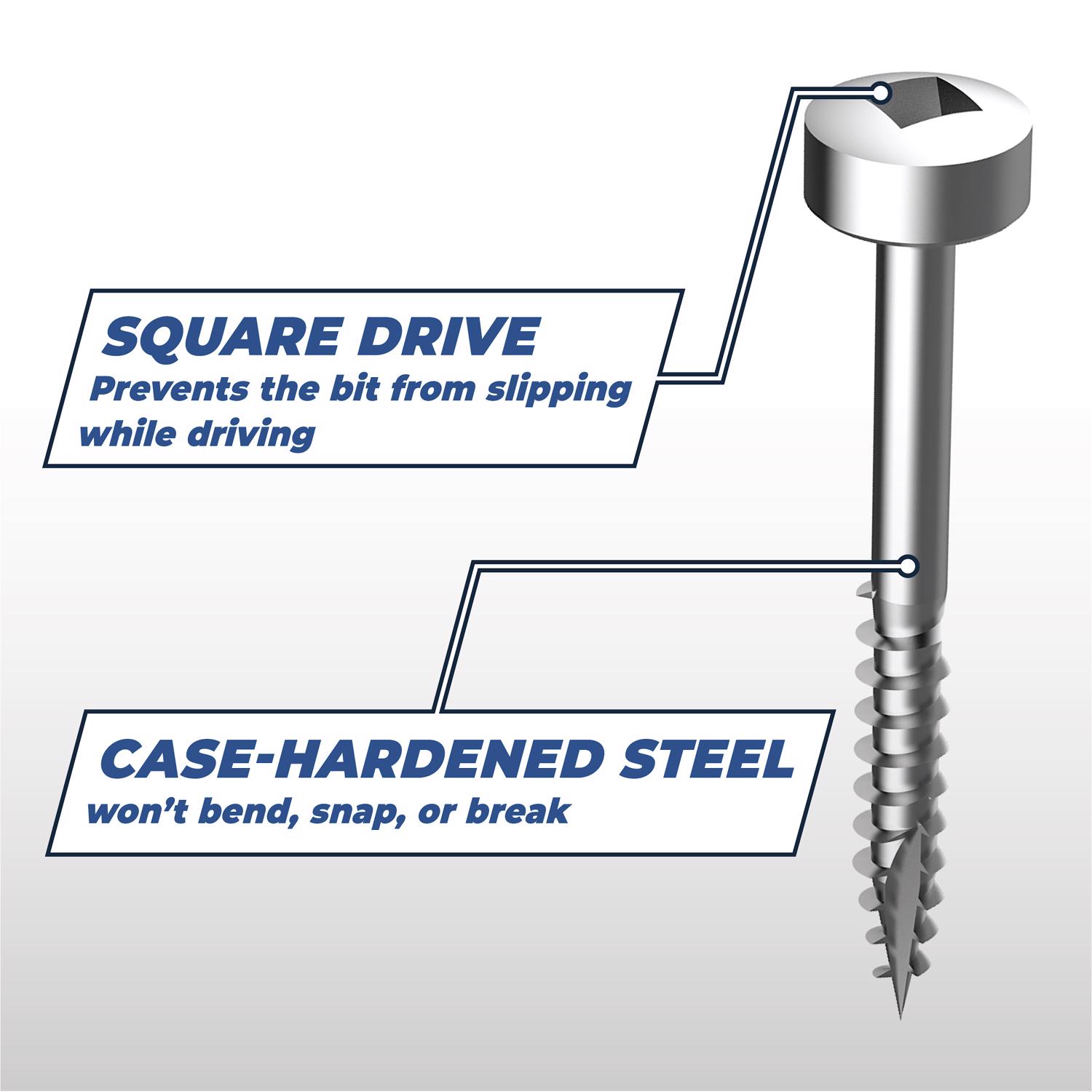 Kreg No. 8 X 1-1/2 in. L Square Zinc-Plated Pocket-Hole Screw 100 pk