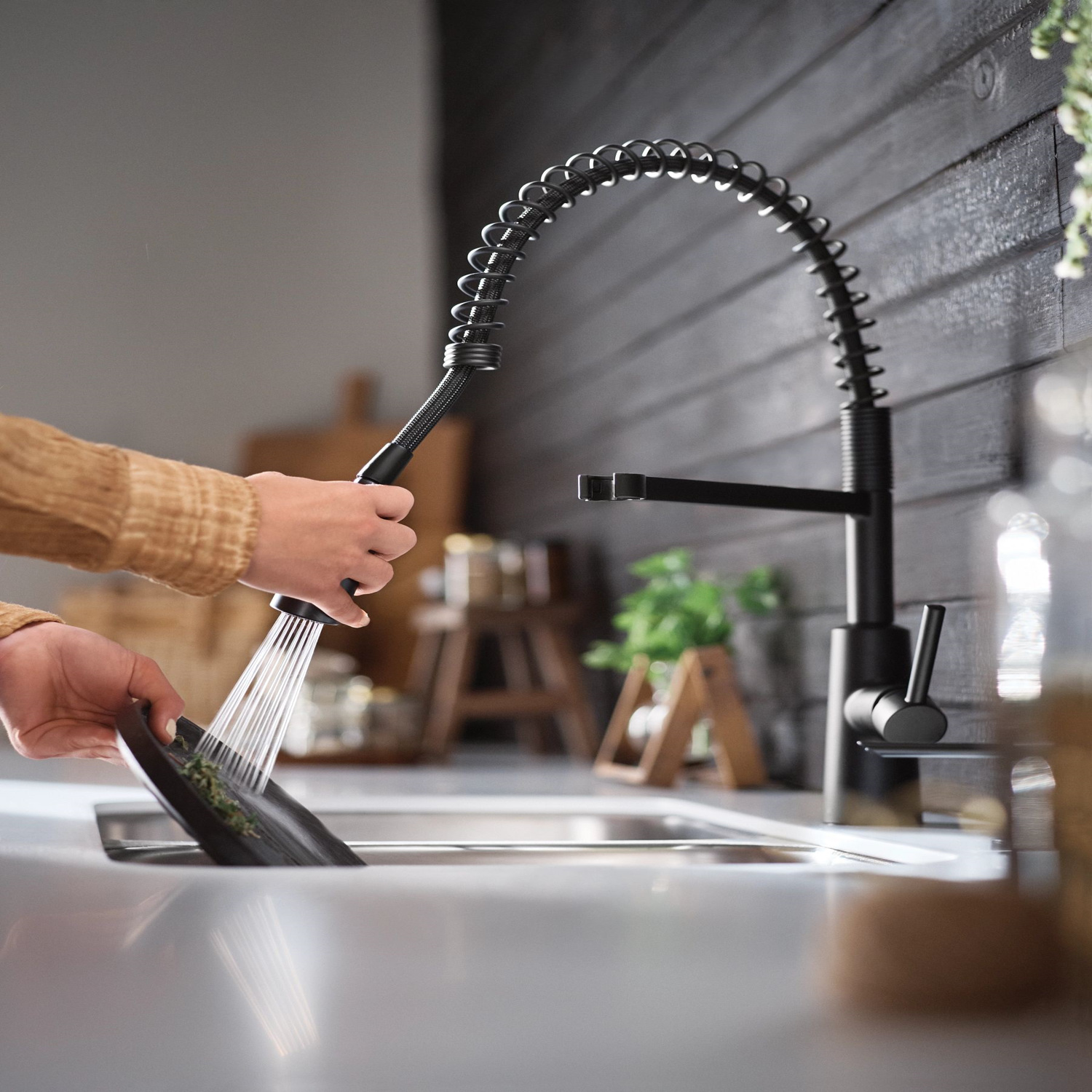 Moen Nori One Handle Matte Black Kitchen Faucet Stine Home + Yard