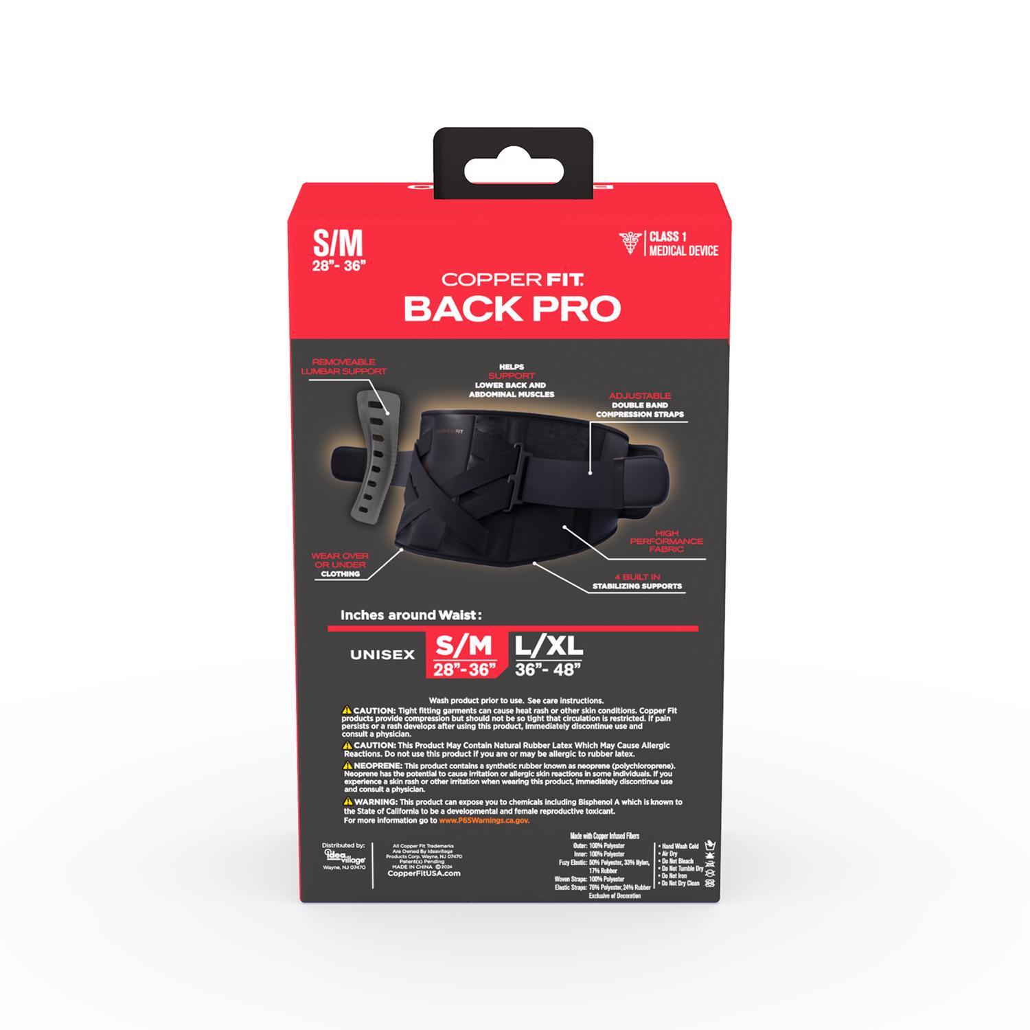 Copper Fit Back Pro Black Power X Straps Technology Compression Back Support Belt 1 pk 1 pk