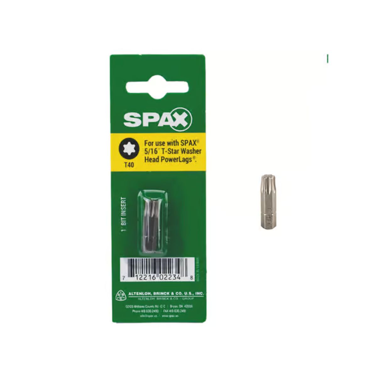 SPAX T-Star Washer T40 X 1 in. L Driver Bit Steel 1 pc