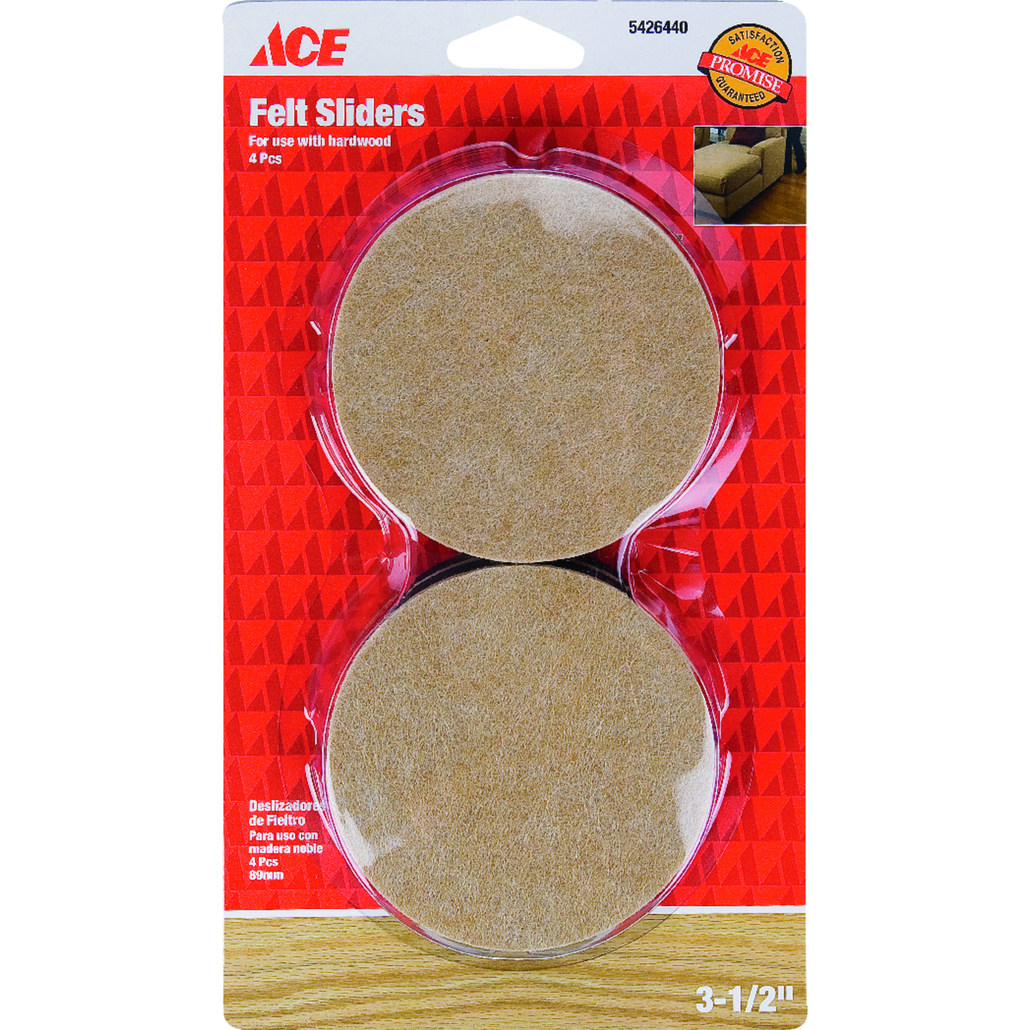 Ace Brown 3-1/2 in. Push-On Felt Sliders 4 pk