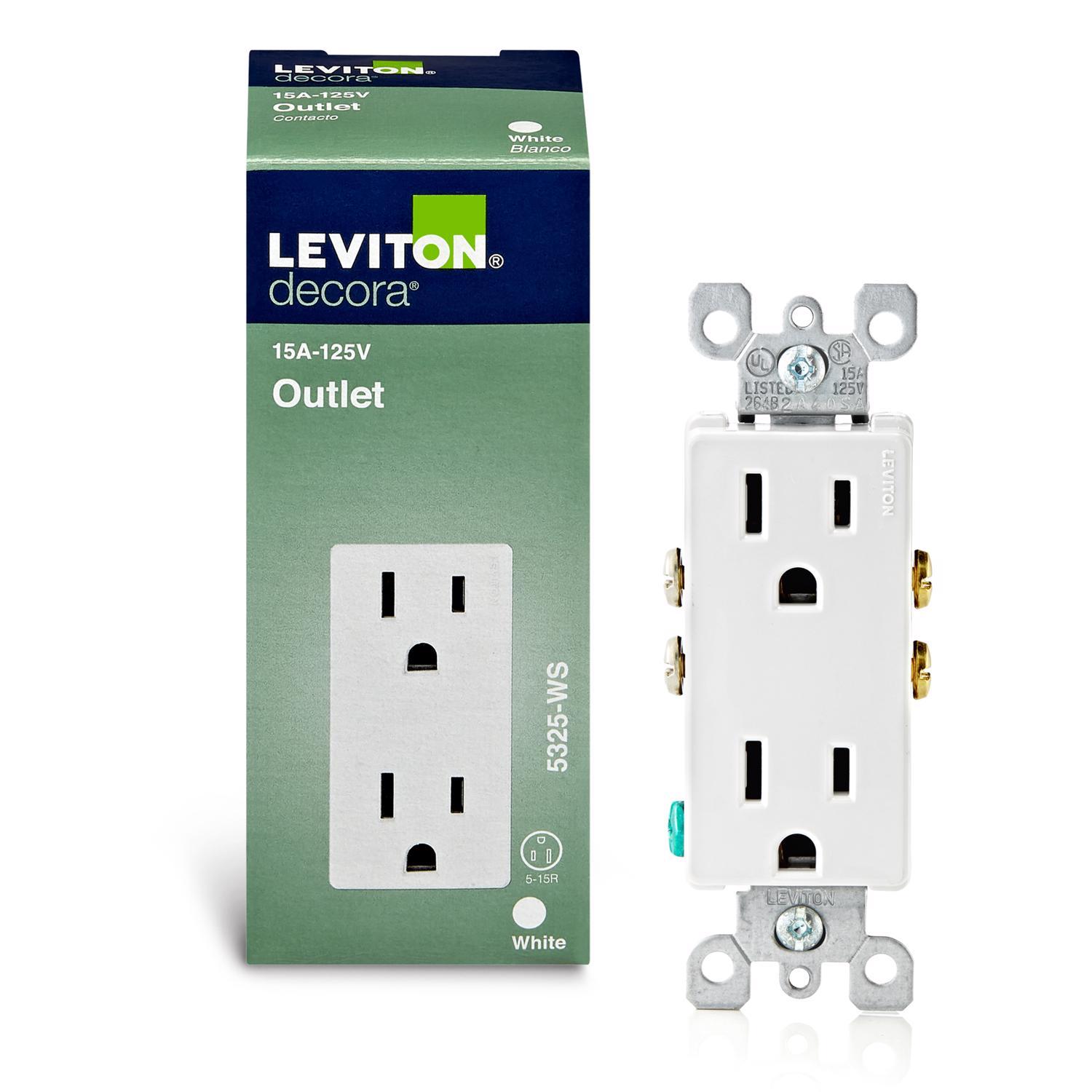 Leviton Decora 15 amps 125 V Duplex White Outlet 5-15R 1 pk