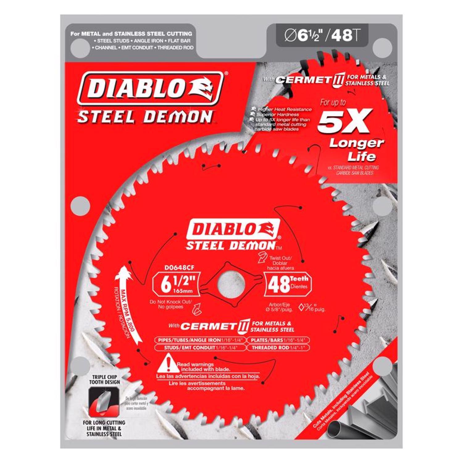 Diablo Steel Demon 6-1/2 in. D X 5/8 in. Stainless Steel Metal Saw Blade 48 teeth 1 Pack