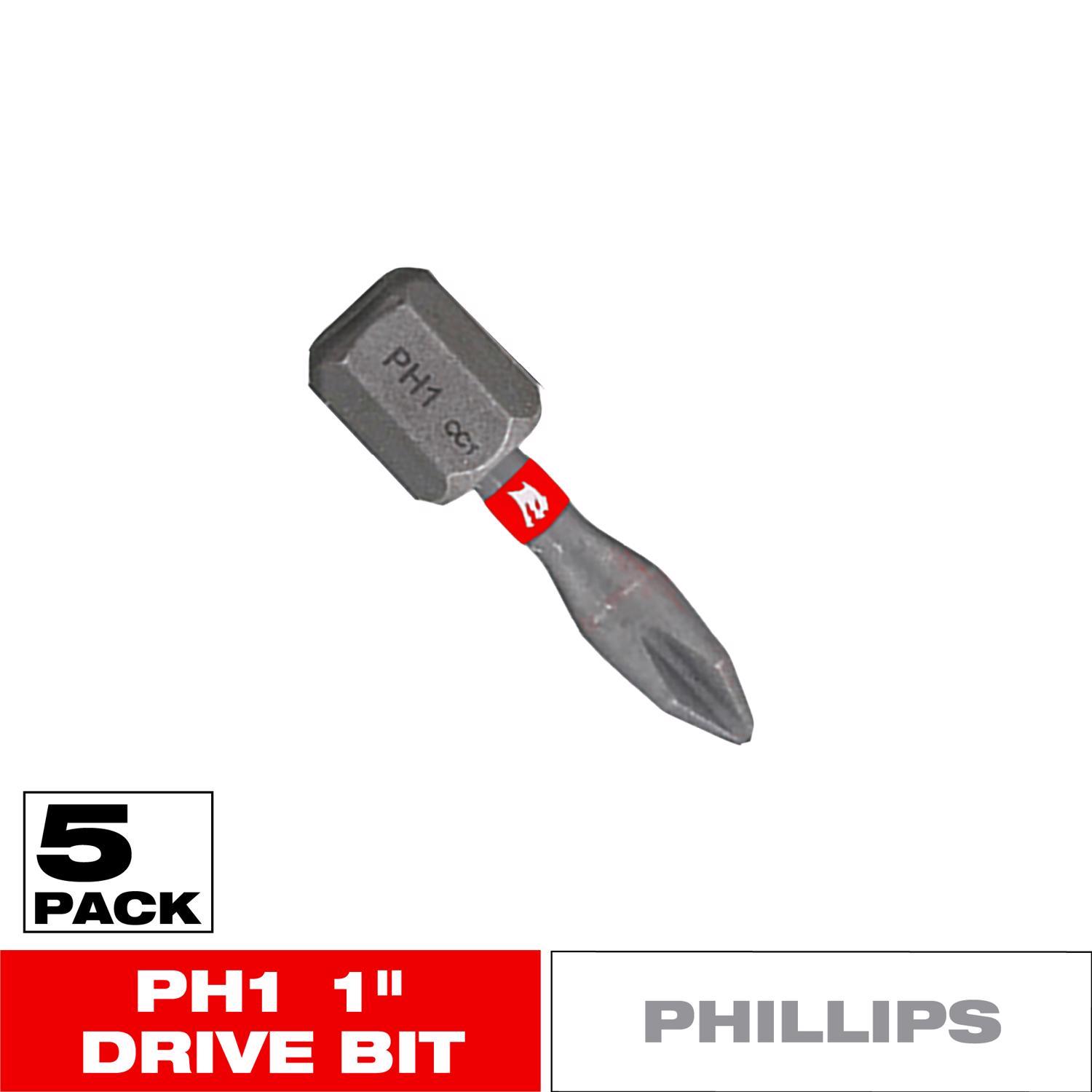 Diablo Phillips #1 X 1 in. L Driver Bit Black Oxide 5 pk