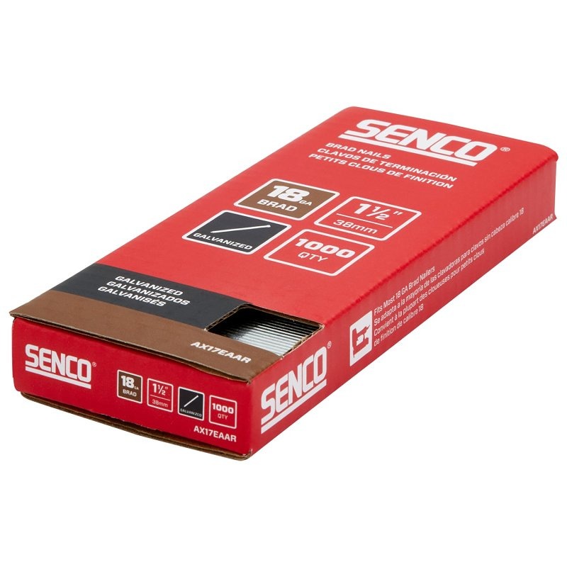 Senco Brad Nail Strip, 1-1/2 in. L, 18 ga., Galvanized/Plain, Medium Head