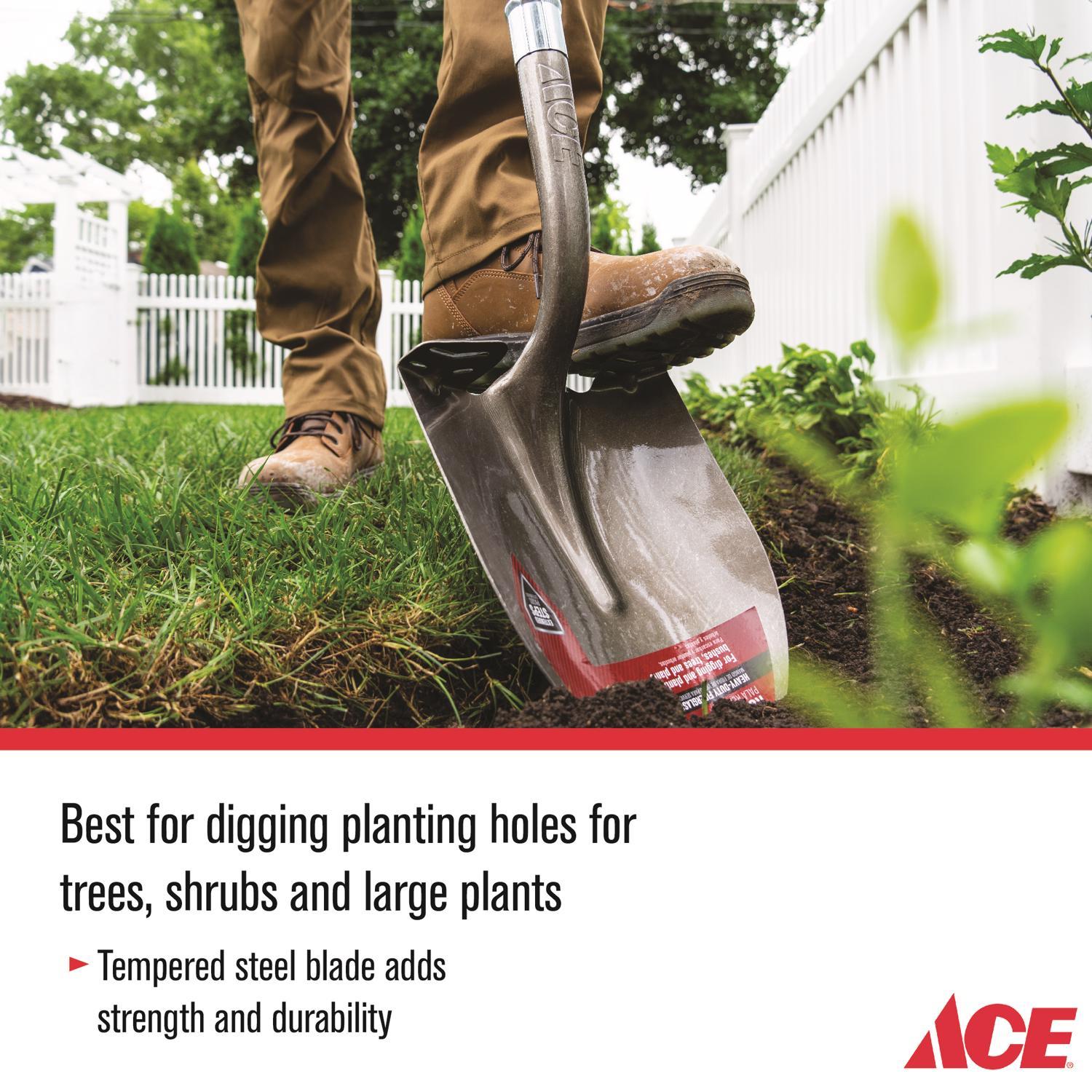 Ace 57.25 in. Steel Round Digging Shovel Fiberglass Handle