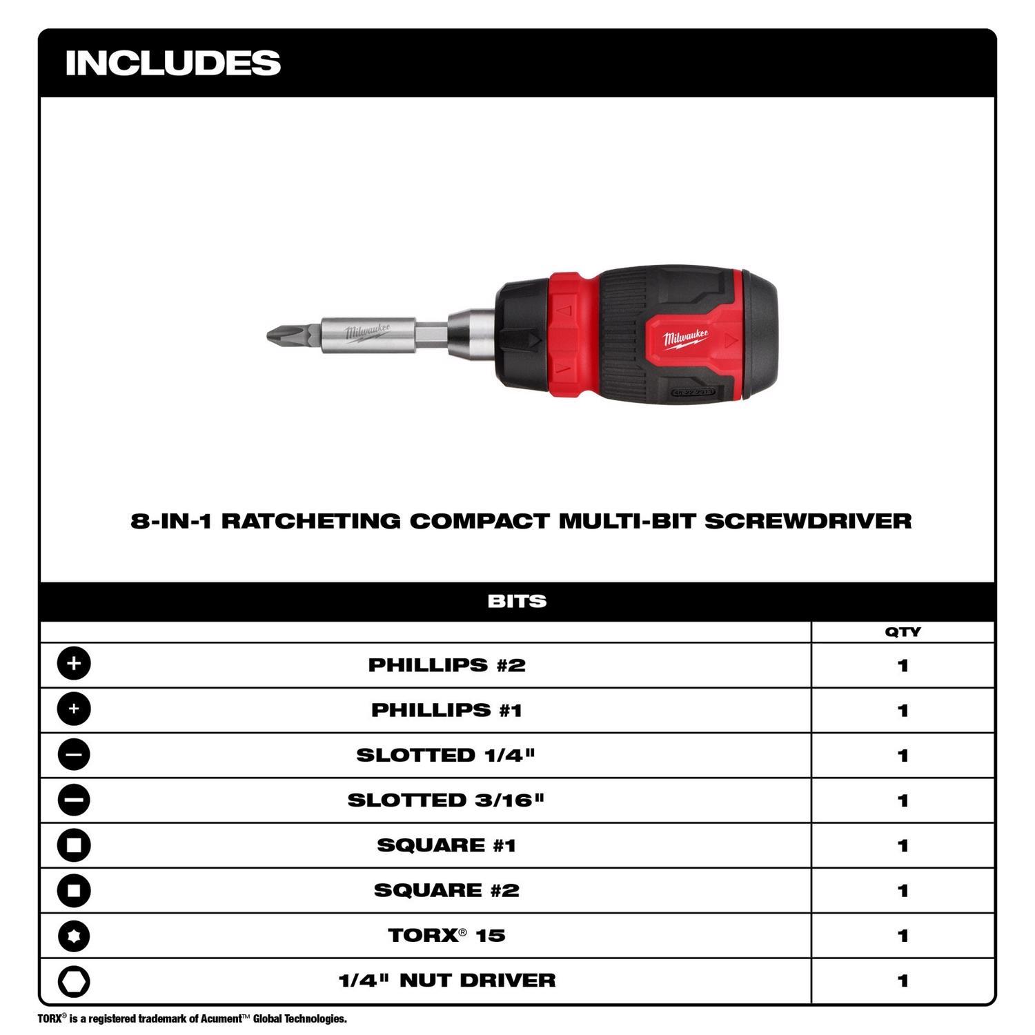 Milwaukee 14-in-1 Compact Ratcheting Screwdriver Set 2 pc
