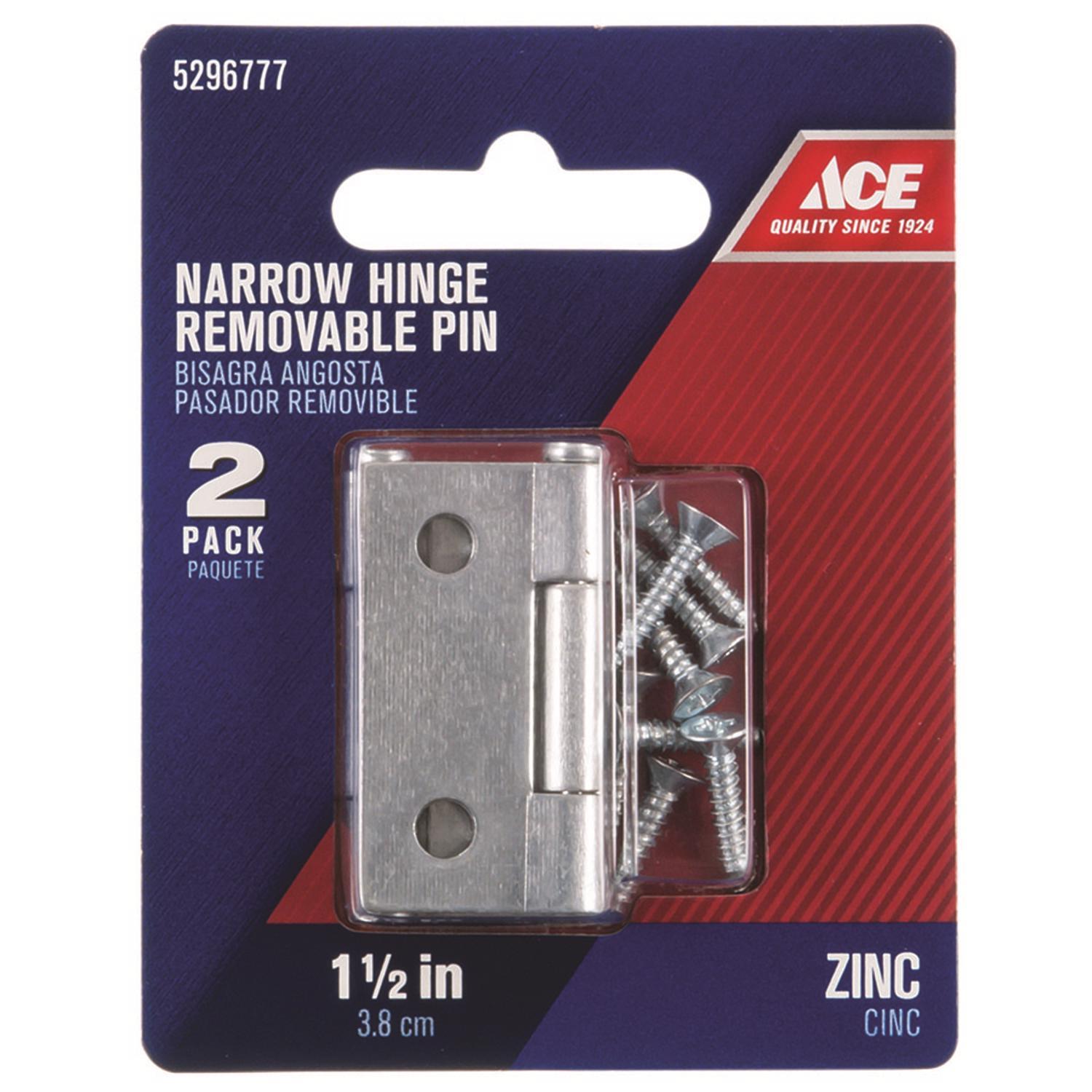 Ace 2.75 in. W X 1-1/2 in. L Zinc Plated Silver Zinc Narrow Hinge 2 pk